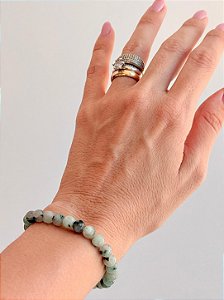 Pulseira de Jaspe Lótus Redonda 6mm - Estabilidade para Enfrentar Desafios; Xamã Harmonizador de Aura