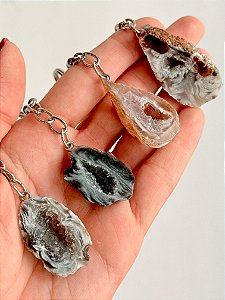 Chaveiro de Geodo de Ágata - Pedra da sorte