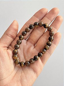 Pulseira de Olho de Tigre Redonda 8mm - Contra Inveja e Olhado; Autoconfiança; Coragem e Determinação