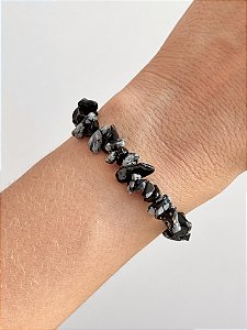 Pulseira de Obsidiana Floco de Neve - Estresse, Desapego e Crescimento Emocional; Afasta Equívocos