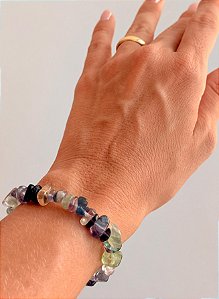 Pulseira de Fluorita Arco-Íris - Superação, Despertar Espiritual, Purificação, Ordem e Concentração