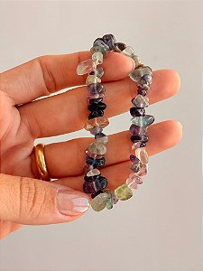 Pulseira de Fluorita Arco-Íris - Superação, Despertar Espiritual, Purificação, Ordem e Concentração