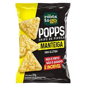 Popps Chips de Pipoca Sabor Manteiga SG Roots To Go 35g *Val.020424