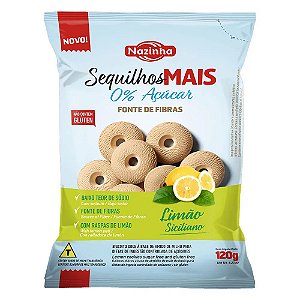 Sequilhos Mais Sabor Limão Siciliano Sem Glúten e Zero Açúcar Nazinha 120g *Val.140524