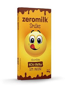 Barra de Chocolate Smile 40% Cacau SG, SL e Veg ZeroMilk 80g *Val.080325