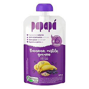 Papinha Orgânica Banana Mirtilo e Quinoa Sem Glúten Papapá 100g* Val.210623