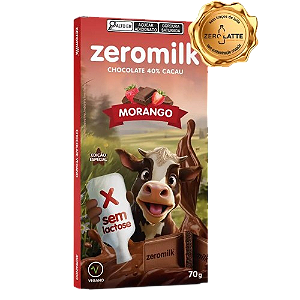 Barra de Chocolate 40% Cacau Sabor Morango SG, ZL e Veg ZeroMilk 70g *Val.150525