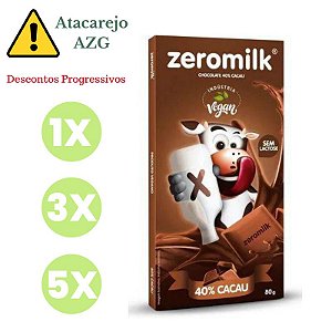 Barra de Chocolate 40% Cacau SG, ZL e Veg  ZeroMilk 80g *Val.240524