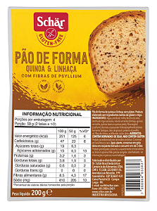 Pão de Forma Quinoa e Linhaça Sem Glúten Schar 200g *Val.251024