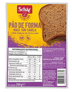 Pão de Forma Maçã com Canela Sem Glúten Schar 200g *Val.080724