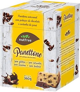 Panettone com Pedaços de Chocolate Vegano Sem Glúten Sem Lactose Nutfree 360g  *Val.240224