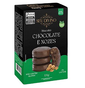 Biscoito Chocolate com Nozes Sem Glúten e Vegano Seu Divino 120g *Val.040824