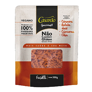 Macarrão Fusilli Gourmet c/ Cenoura, Batata Doce, Chia e Cúrcuma SG e Vegano Casarão 300g *Val.241125