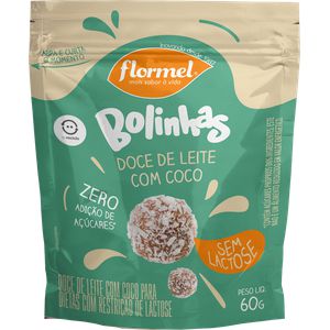 Bolinha Doce de Leite com Coco Zero Açúcar, Sem Lactose e Sem Glúten Flormel 60g *Val.310724