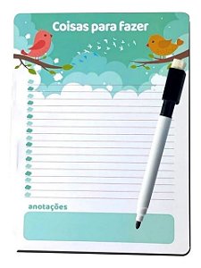 Planner/Lousa Magnética para Anotações com Caneta e Apagador - Imã de Geladeira 28x21
