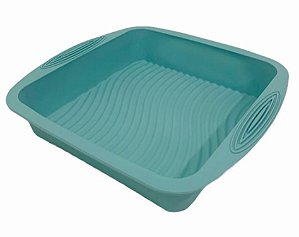 Forma p/ Bolo Silicone Quadrada c/ Alça - Linha Candy Colors