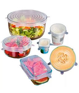 Kit de Tampas de Silicone c/ 6 Tamanhos