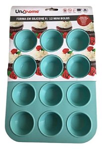 Forma em Silicone p/ 12 Mini Bolos - Livre de BPA
