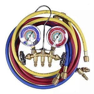 MANIFOLD GAS R22 R404 R507A R410A COM MANGUEIRA 150CM MASTERCOOL