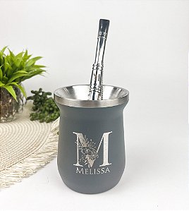 Kit Chimarrão - Cuia Térmica 250ml Soprano Everest e Bomba Inox com bocal, anel e rosca Personalizadas