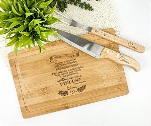 Kit Para Churrasco Bambu 3 Pçs Personalizado - Batizado