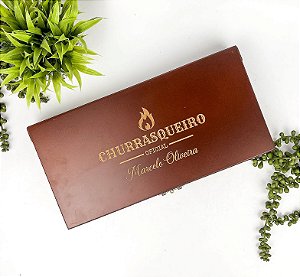 Conjunto Faca Artesanal 8 Polegadas, Chaira e Garfo para Churrasco com Estojo Personalizado
