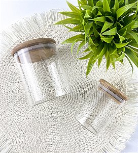 Kit Potes Herméticos Com Tampa de Bambu 2 Pçs 250ml/520ml Personalizados