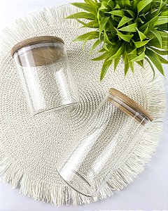 Kit Potes Herméticos Com Tampa de Bambu 2 Pçs 520ml/770ml Personalizados