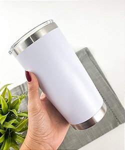Copo Térmico Com Tampa 500ml Branco Personalizado
