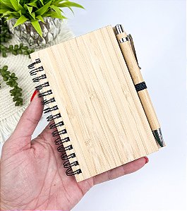 Bloco de Anotações Bamboo com Caneta Personalizado