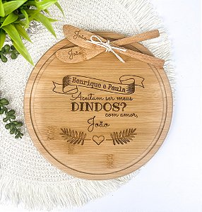 Kit Tábua Bambu C/2 Espátulas Personalizado - Batizado