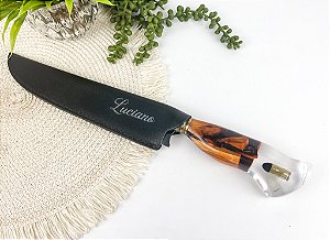 Faca Artesanal 8" com Cabo Resinado Projétil Personalizada