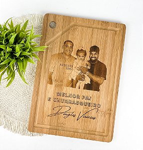 Tábua de Corte Retangular em Bambu com Personalização