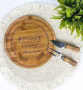 Kit para Queijo 3 Peças em Bambu Personalizado