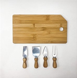 Kit para Queijo Retangular em Bambu Personalizado