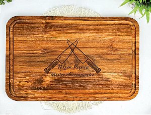 Tábua do Chef em Madeira Teca Retangular Personalizada