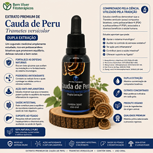 Extrato Premium de Cauda de Peru (Trametes versicolor) 30ml