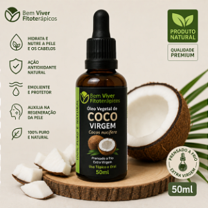 Óleo Vegetal de Coco Virgem (Cocos nucifera) 50ml