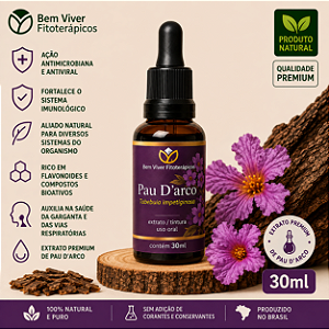 Extrato/Tintura de Pau d'Arco (Tabebuia impetiginosa) 30ml