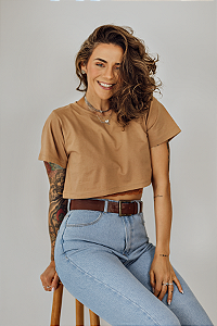 Camiseta cropped BIANCA | camel