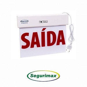BALIZAMENTO DE SAIDA 1 FACE VERMELHO COM LUZ STANDART 24X18 SEGURIMAX