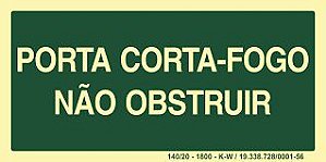 PLACA PORTA CORTA-FOGO NÃO OBSTRUIR