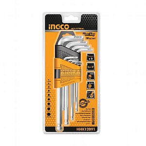 JOGO DE CHAVE INGCO ALLEN COM 9 PEÇAS DE1,5 A 10mm.