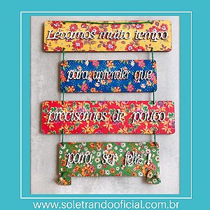 Placa Decorativa em Chita com Frases