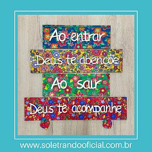 Placa Decorativa em Chita com Frases
