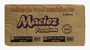 Papel Toalha Interfolhas Maciez Premium 1000 folhas 2 dobras 100% Celulose