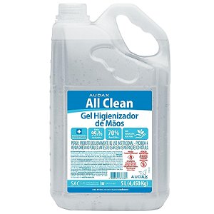 Álcool 70% Gel All Clean Para Mãos 5L 4,45kg