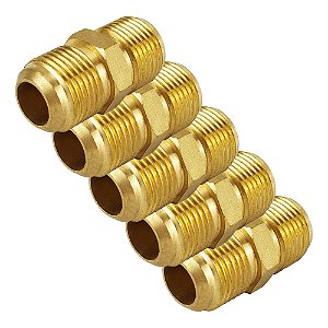 Kit 5 Pçs União Redução Reta Flare 3/8 x 1/4 Latão Forjado 800 Psi