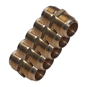 Kit 5 Pçs União Redução Reta Flare 5/8 x 1/2 Latão Forjado 800 Psi
