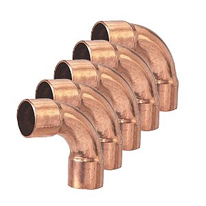 Kit 5 Pçs Curva Conexão 90º Macho Flare 3/4 Latão Forjado Ar Condicionado